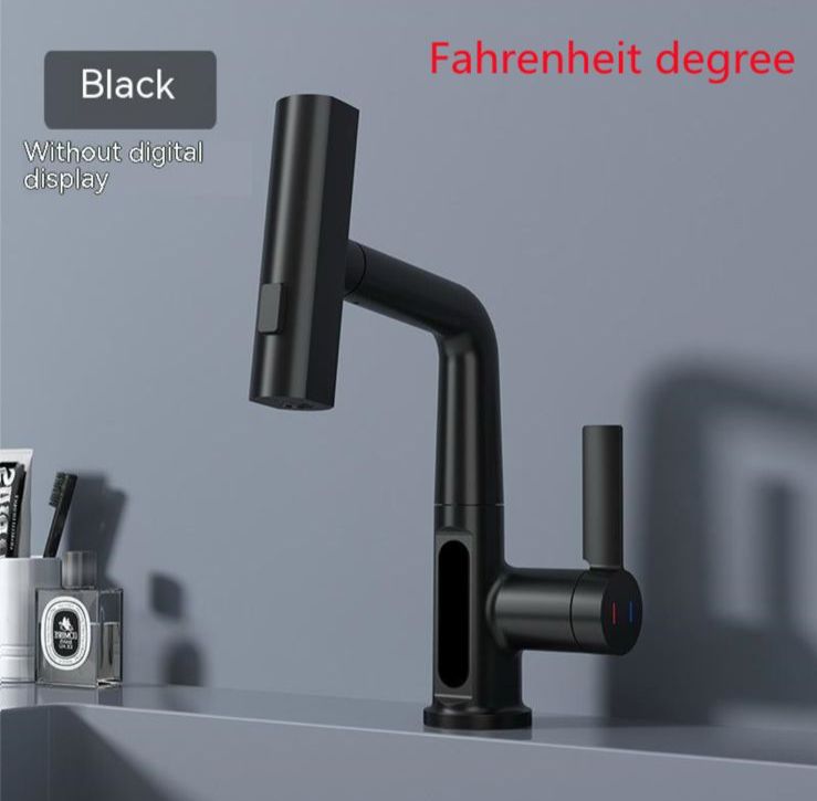 Intelligent Pull-Out Basin Faucet with LED Digital Temperature Display & 360° Rotation