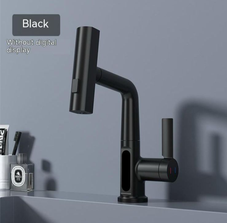 Intelligent Pull-Out Basin Faucet with LED Digital Temperature Display & 360° Rotation