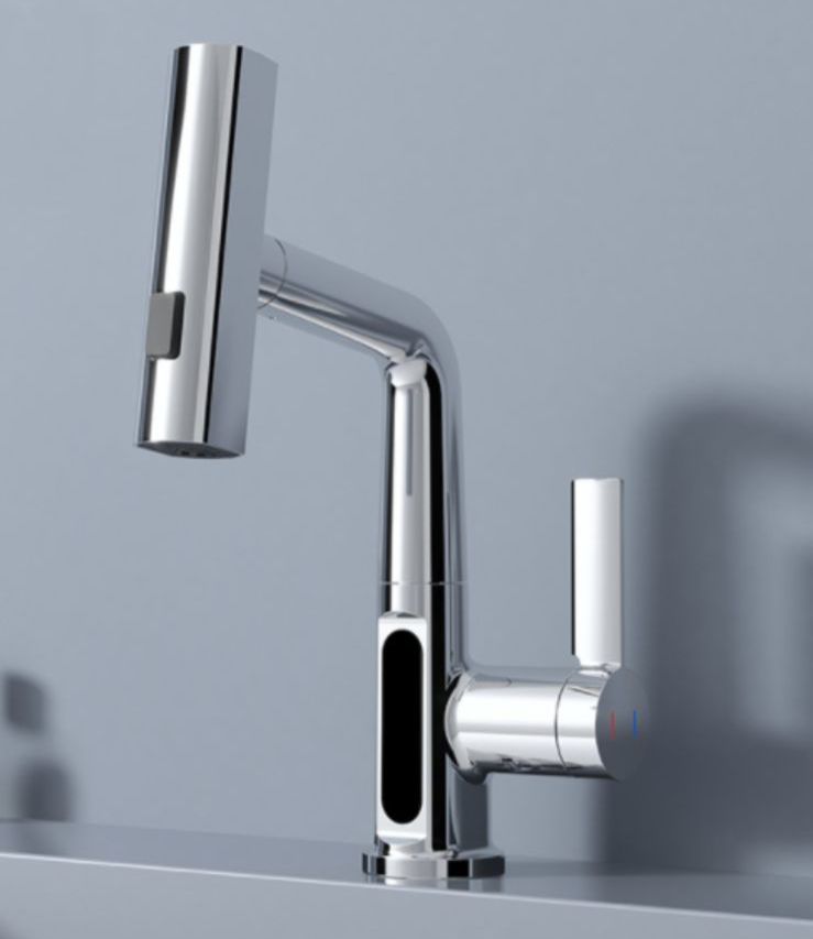 Intelligent Pull-Out Basin Faucet with LED Digital Temperature Display & 360° Rotation
