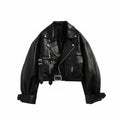 Classic Black Faux Leather Biker Jacket